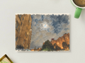 Moon Over City Blocks — Urban Night Printable Postcard
