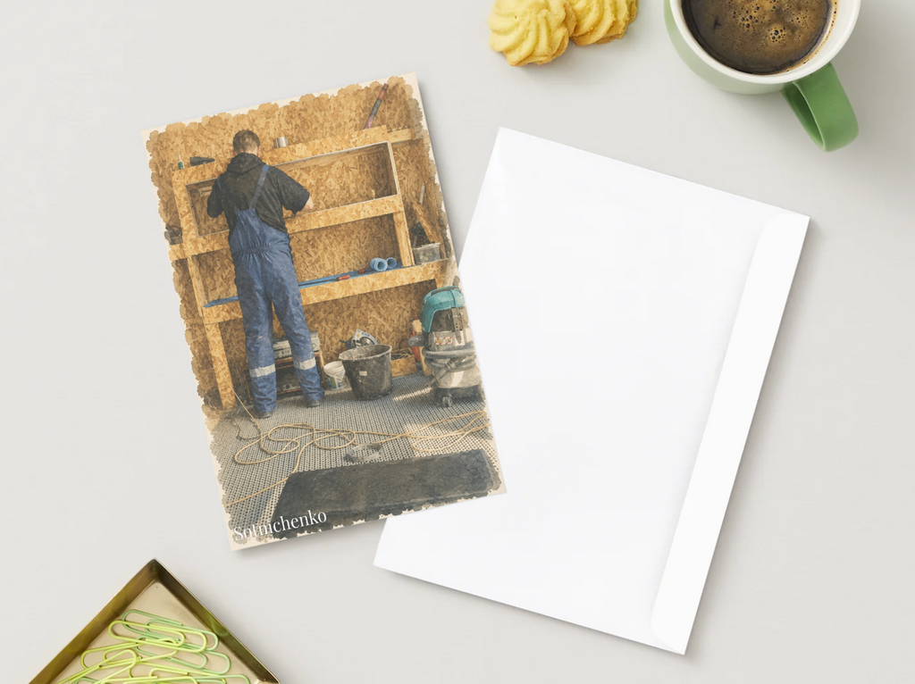 Workshop Shelf Build — DIY Renovation Printable Postcard