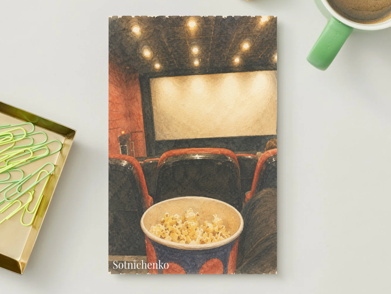 Popcorn Before the Movie — Cozy Cinema Printable Postcard