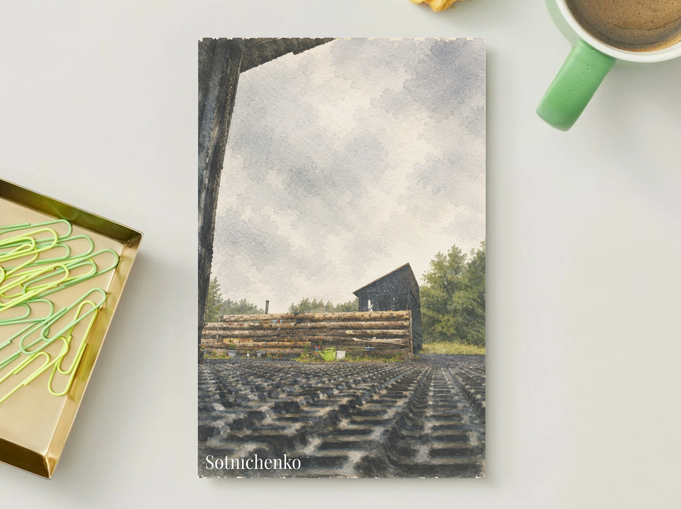 Garden Path After Rain — Rustic Yard Printable Postcard