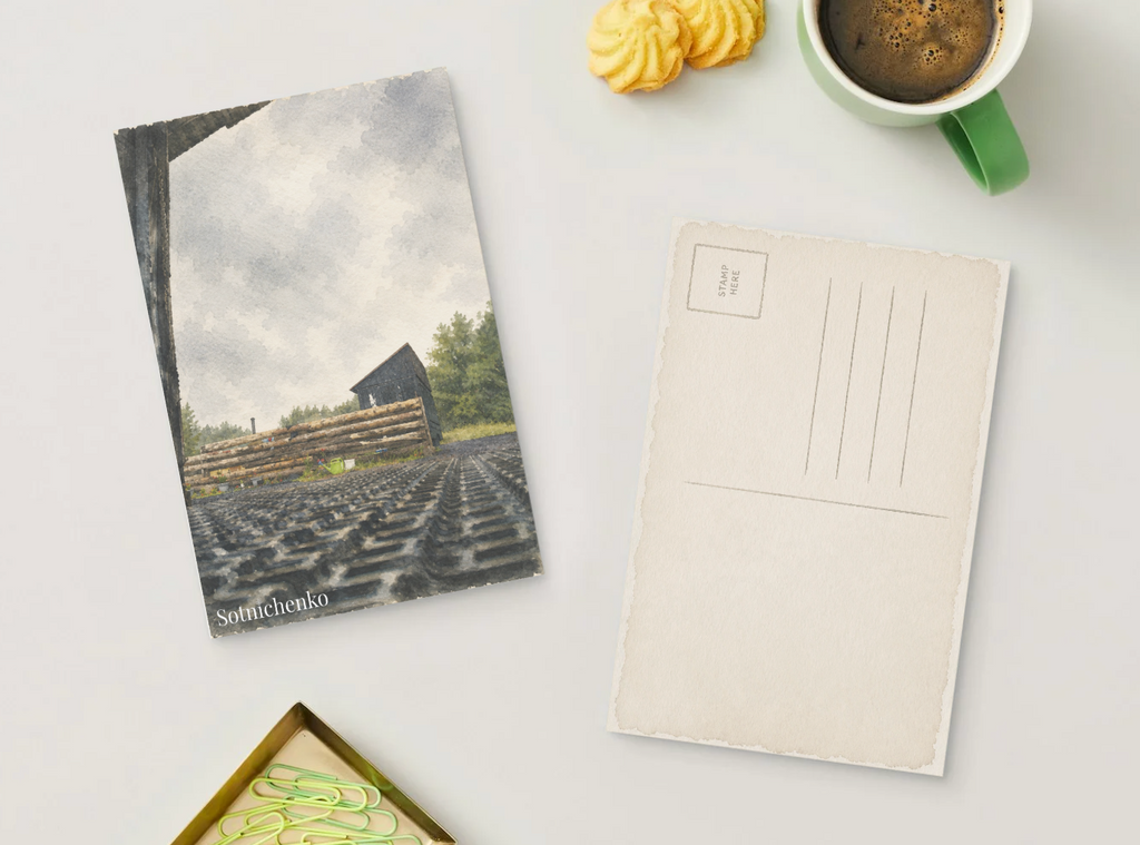 Garden Path After Rain — Rustic Yard Printable Postcard
