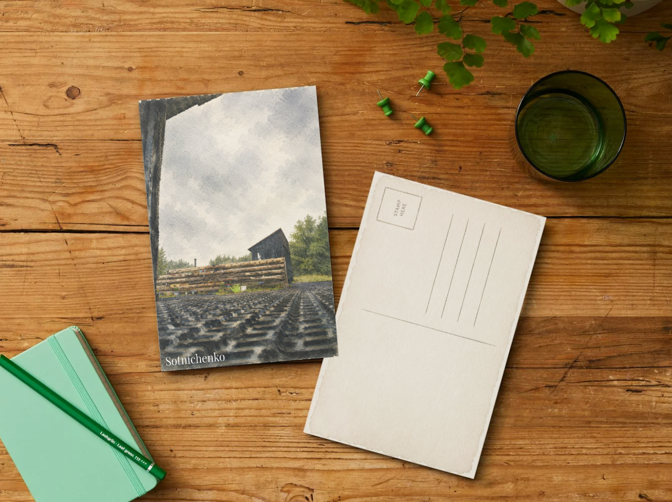 Garden Path After Rain — Rustic Yard Printable Postcard