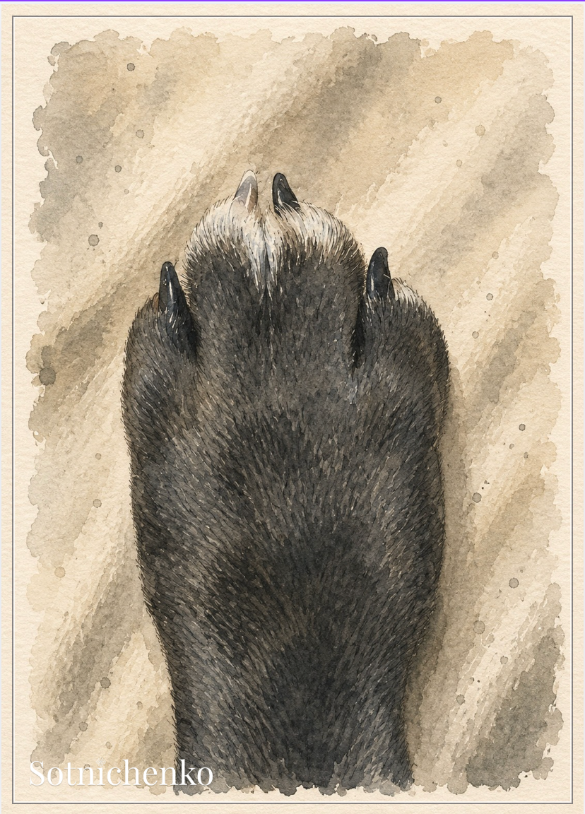 Single Black Paw — Minimal Pet Printable Postcard