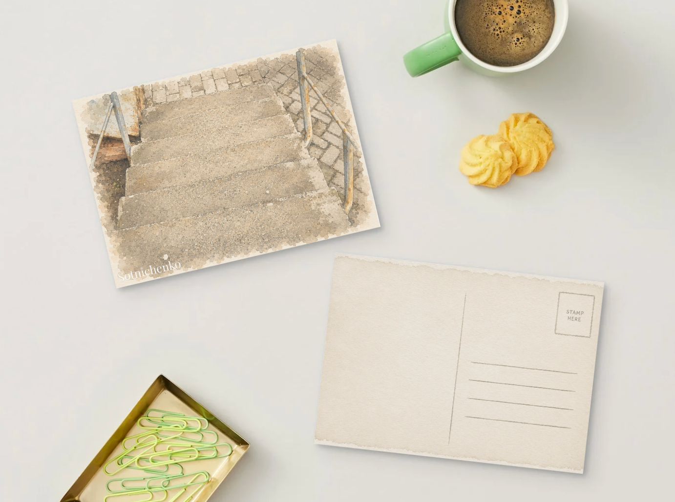 Old Concrete Steps — Urban Printable Postcard