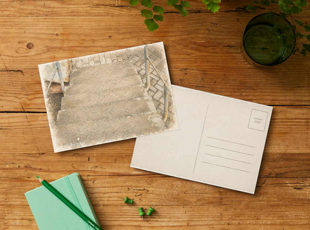 Old Concrete Steps — Urban Printable Postcard