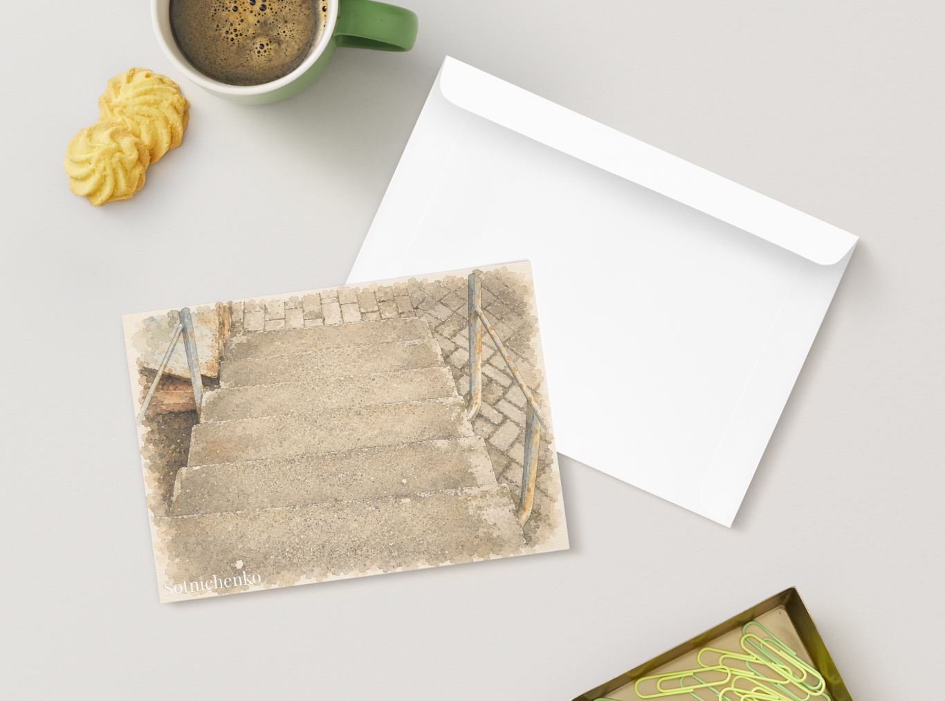 Old Concrete Steps — Urban Printable Postcard