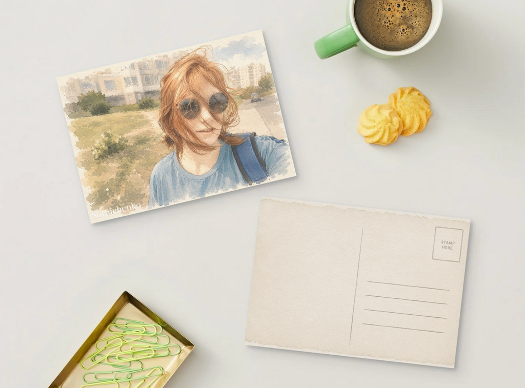Sunny Selfie Walk — Everyday Portrait Printable Postcard