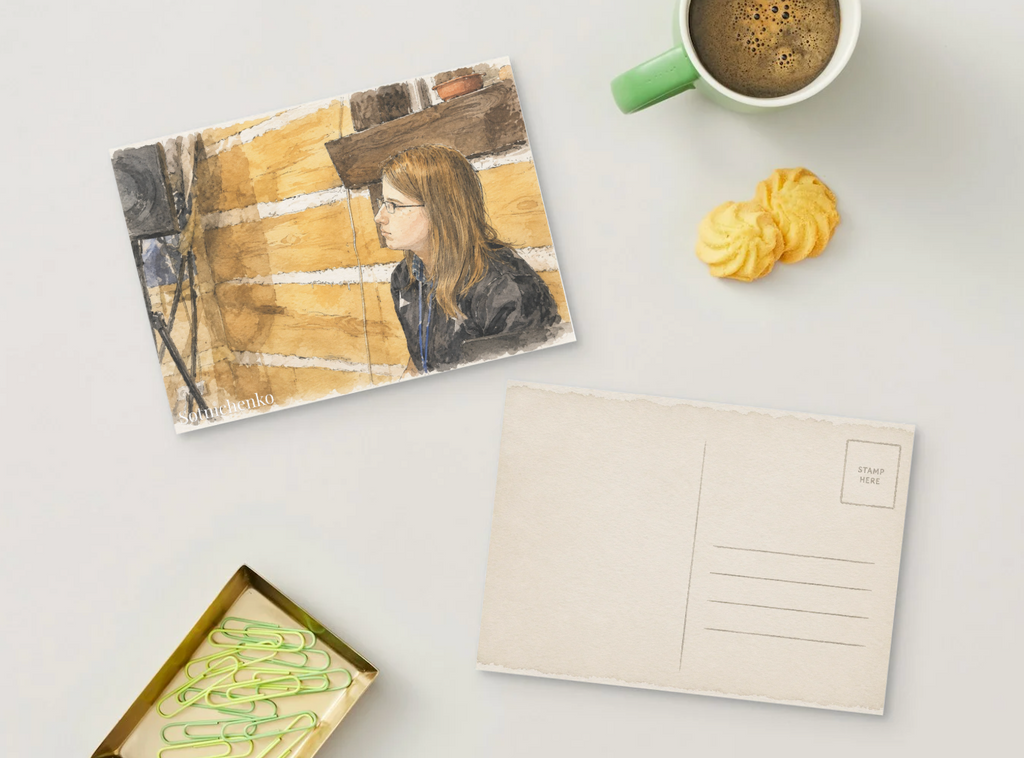 Thoughtful Student in Studio — Creative Learning Printable Postcard