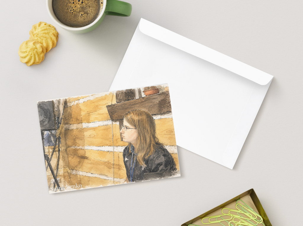 Thoughtful Student in Studio — Creative Learning Printable Postcard