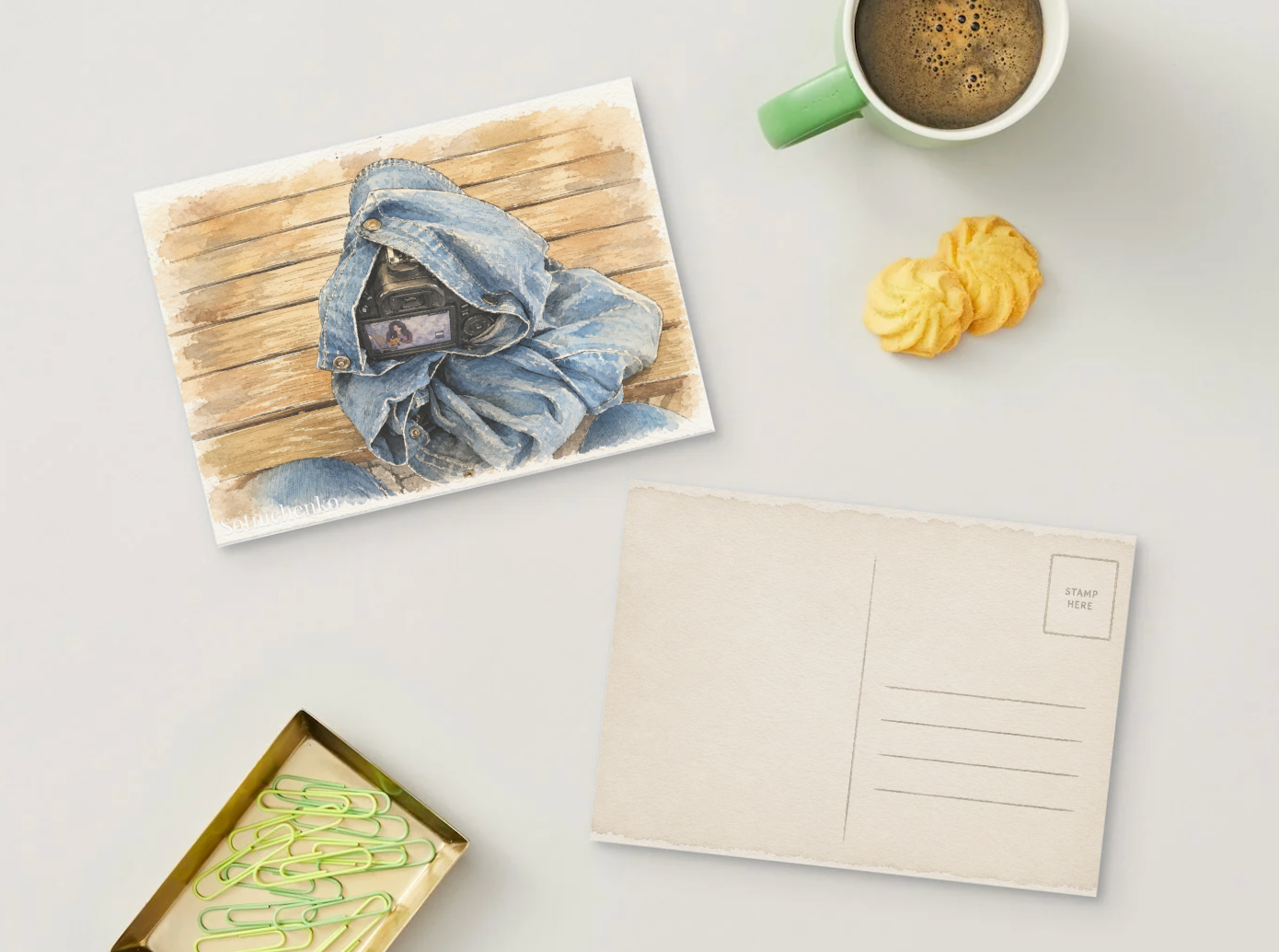 Camera Wrapped in Denim — Creative Gear Printable Postcard