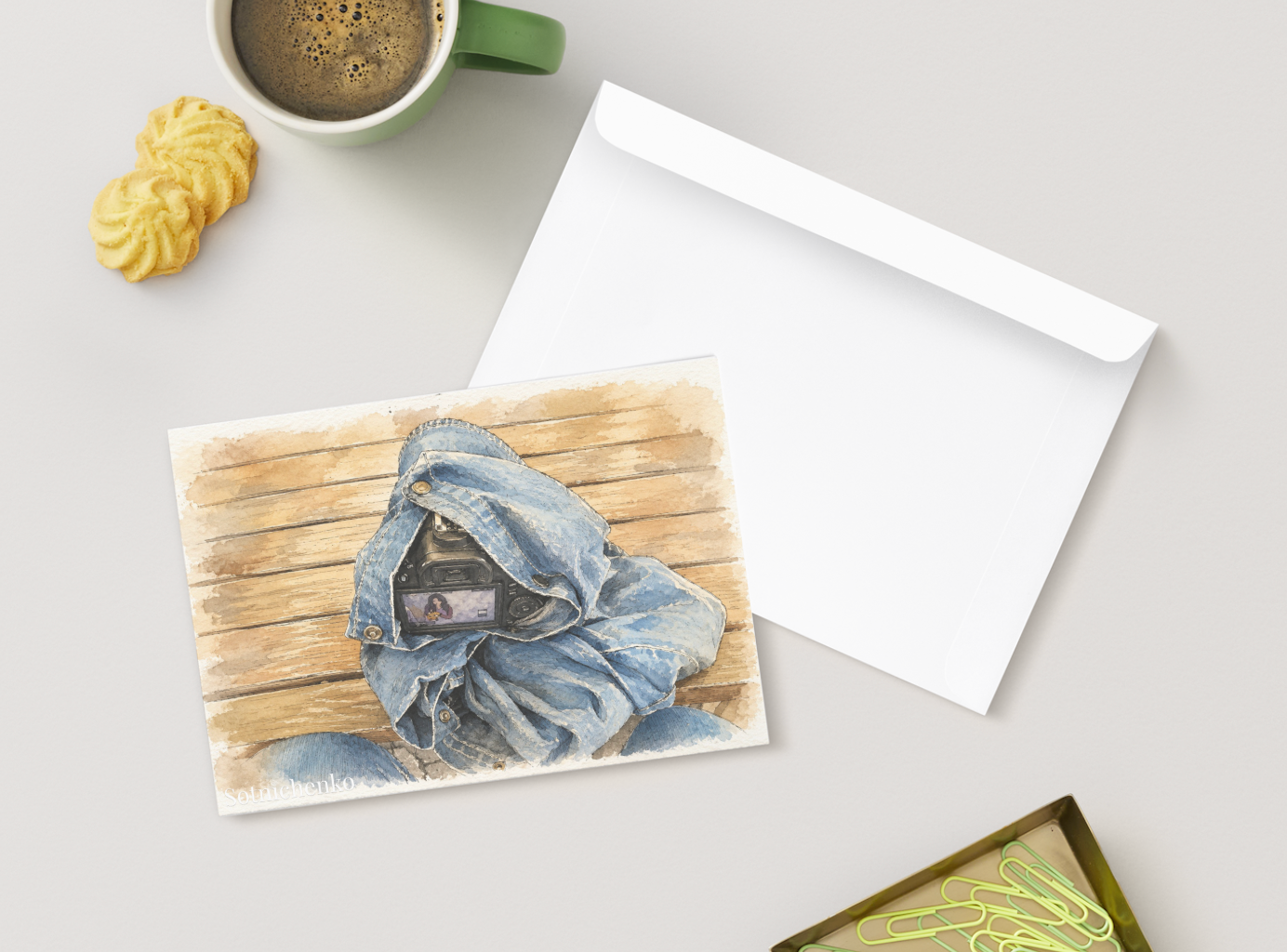 Camera Wrapped in Denim — Creative Gear Printable Postcard