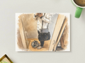 Mirror Selfie with Work Bag — Everyday Life Printable Postcard