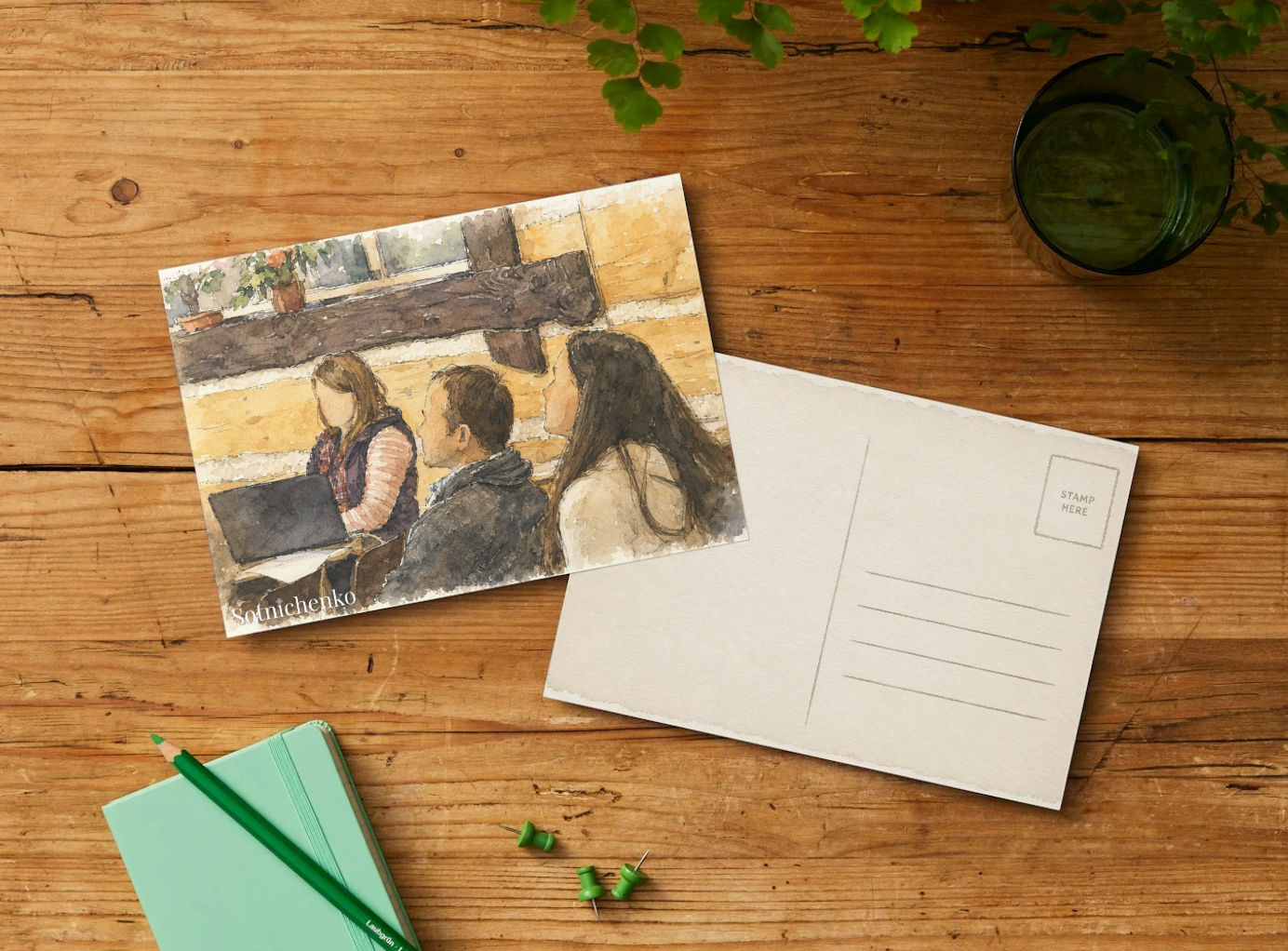 Students at Laptop — Creative Learning Printable Postcard