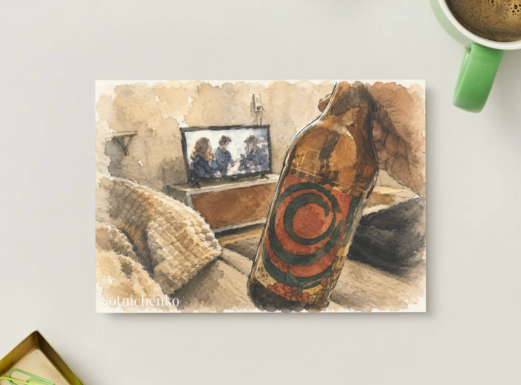 Cozy Movie Night at Home — Living Room Printable Postcard