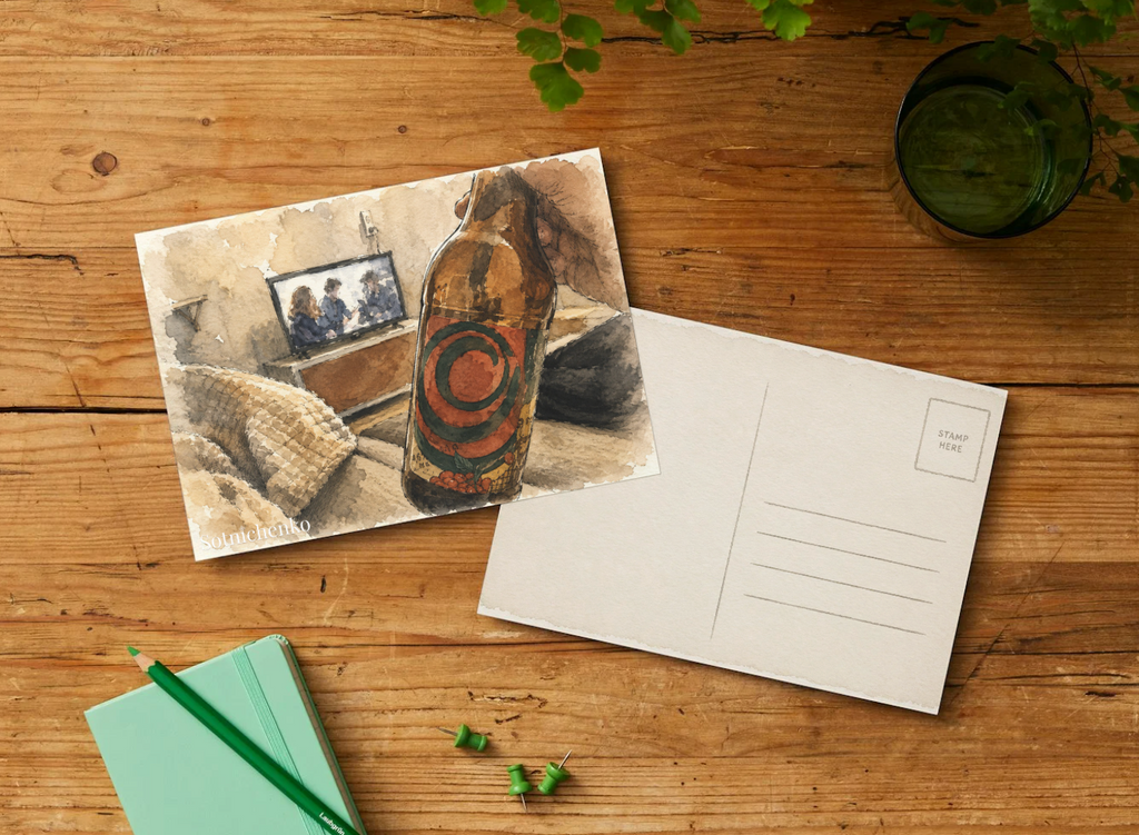 Cozy Movie Night at Home — Living Room Printable Postcard