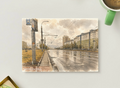 Wet City Avenue — Urban Printable Postcard