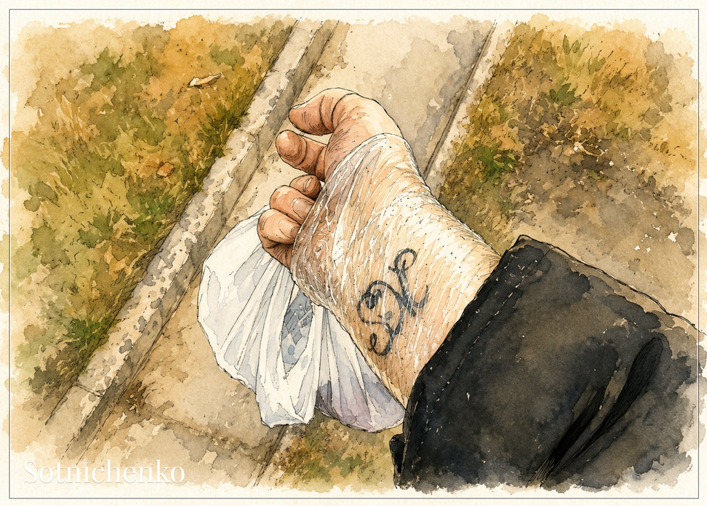 Bandaged Wrist on a Walk — Everyday Life Printable Postcard