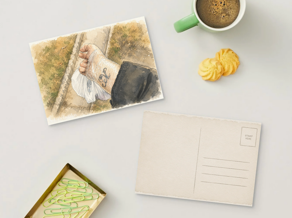 Bandaged Wrist on a Walk — Everyday Life Printable Postcard