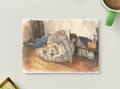 Exhausted on Beanbag Chair — Everyday Life Printable Postcard