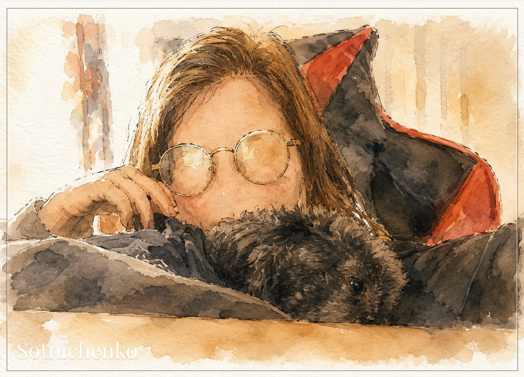 Cozy Rest with Poodle — Pet Lover Printable Postcard