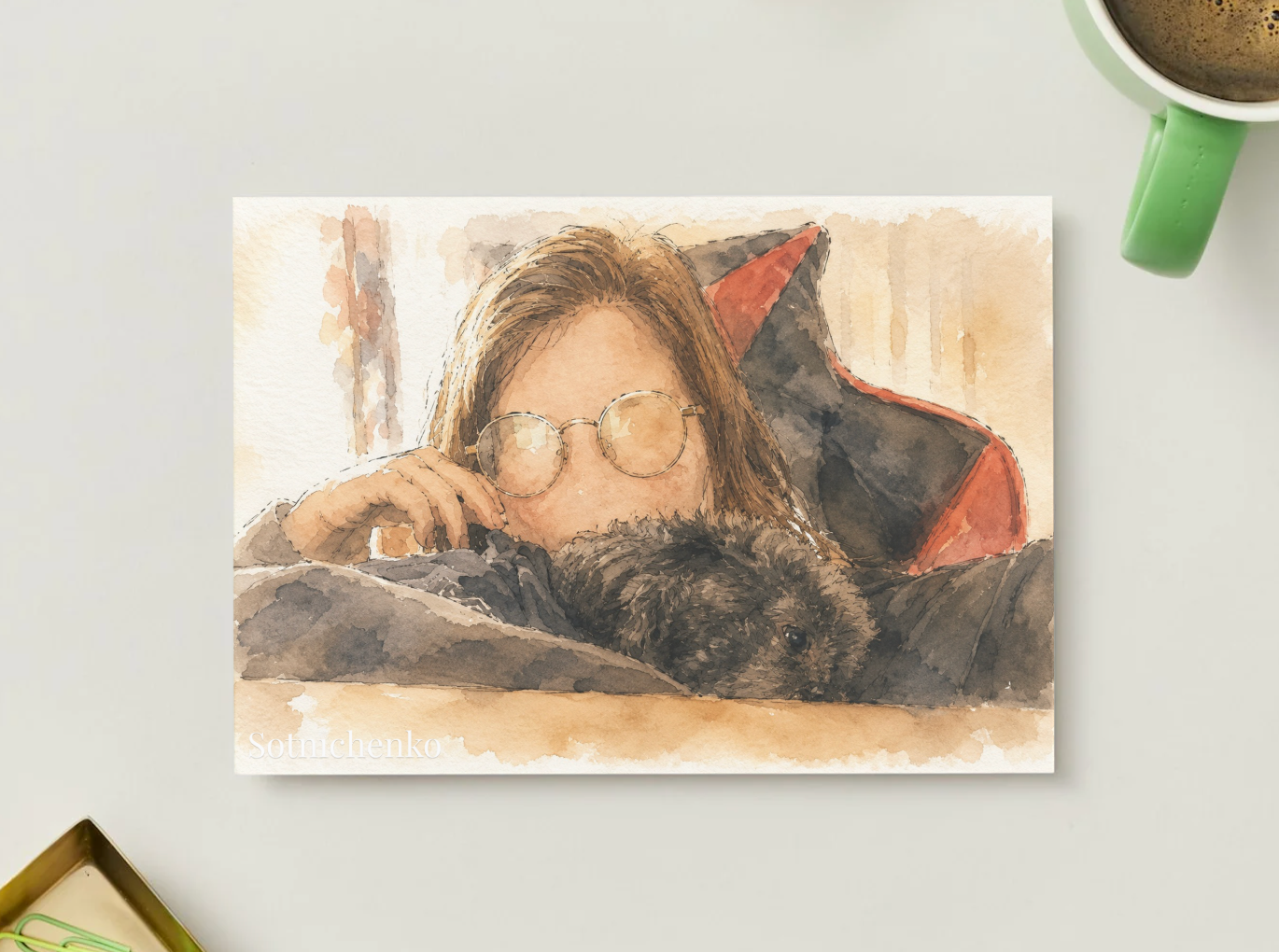 Cozy Rest with Poodle — Pet Lover Printable Postcard