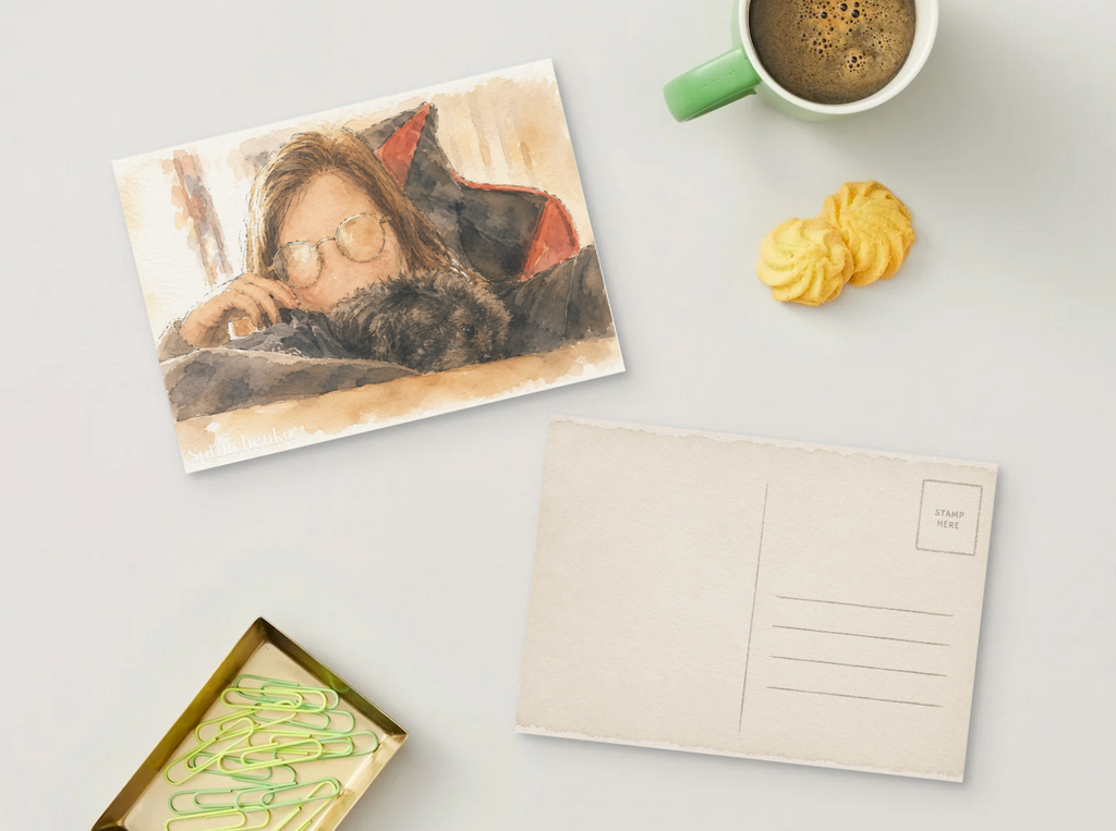 Cozy Rest with Poodle — Pet Lover Printable Postcard