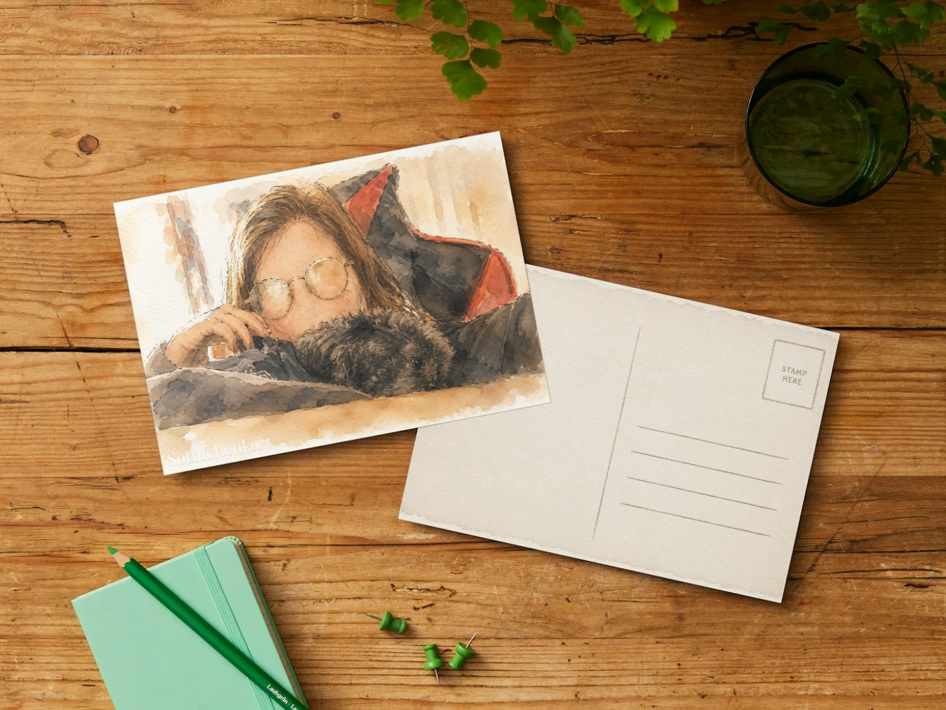 Cozy Rest with Poodle — Pet Lover Printable Postcard