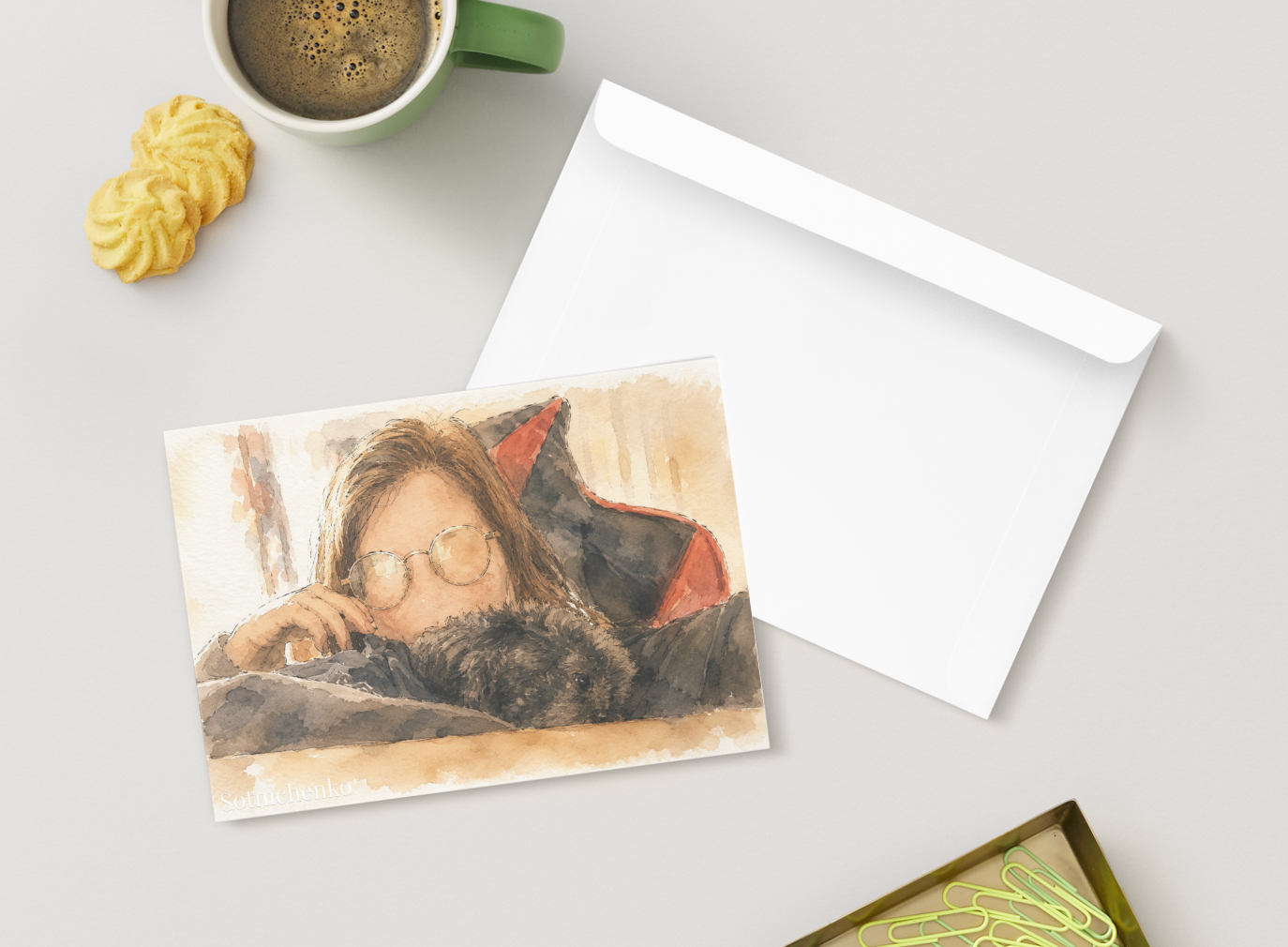 Cozy Rest with Poodle — Pet Lover Printable Postcard